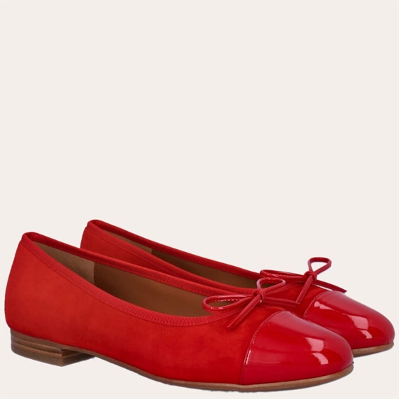 Billi Bi A6021 Ballerina Sko, Red Patent & Suede